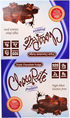 HealthSmart Foods, Inc., ChocoRite Protein Bars, Triple Chocolate Fudge, 16 Bars - 1.2 oz (34 g) Each ,المكملات الغذائية، الحانات الغذائية، أشرطة البروتين