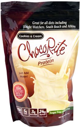 HealthSmart Foods, Inc., ChocoRite Protein, Cookies & Cream, 14.7 oz (418 g) ,والمكملات الغذائية، والبروتين