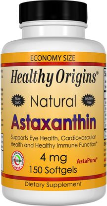 Healthy Origins, Astaxanthin, 4 mg, 150 Softgels ,المكملات الغذائية، مضادات الأكسدة، أستازانتين
