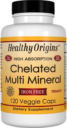 Healthy Origins, Chelated Multi Mineral, Iron Free, 120 Veggie Caps ,المكملات الغذائية، المعادن، المعادن المتعددة