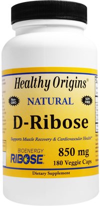 Healthy Origins, D-Ribose, Natural, 850 mg, 180 Veggie Caps ,الرياضة، د ريبوز، العضلات