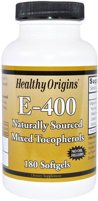 Healthy Origins, E-400, 400 IU, 180 Softgels ,الفيتامينات، فيتامين e