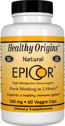 Healthy Origins, EpiCor, 500 mg, 60 Veggie Caps ,المكملات الغذائية، بيتا جلوكان، الانفلونزا الباردة والفيروسية، إبيكور