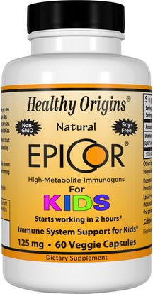 Healthy Origins, EpiCor for Kids, 125 mg, 60 Veggie Caps ,صحة الطفل، الطفل، ملاحق الرضع، الانفلونزا الباردة والفيروسية، إبيكور