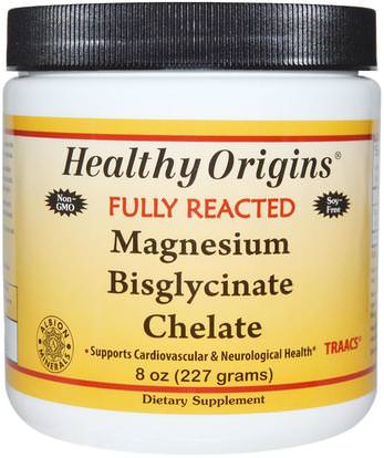 Healthy Origins, Fully Reacted Magnesium Bisglycinate Chelate, 8 oz (227 g) ,المكملات الغذائية، المعادن، خلات المغنيسيوم