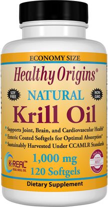Healthy Origins, Krill Oil, Natural Vanilla Flavor, 1,000 mg, 120 Softgels ,المكملات الغذائية، إيفا أوميجا 3 6 9 (إيبا دا)، زيت الكريل