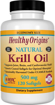 Healthy Origins, Krill Oil, Natural Vanilla Flavor, 500 mg, 120 Softgels ,المكملات الغذائية، إيفا أوميجا 3 6 9 (إيبا دا)، زيت الكريل