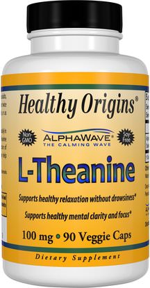 Healthy Origins, L-Theanine, 100 mg, 90 Veggie Caps ,المكملات الغذائية، والأحماض الأمينية، ل الثيانين