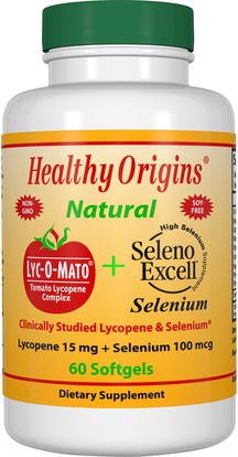 Healthy Origins, Lyc-O-Mato Lycopene + Seleno Excell, 60 Softgels ,المكملات الغذائية، مضادات الأكسدة، الليكوبين