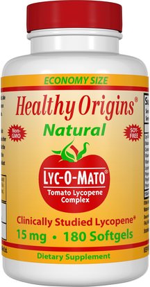 Healthy Origins, Lyc-O-Mato, Tomato Lycopene Complex, 15 mg, 180 Softgels ,المكملات الغذائية، مضادات الأكسدة، الليكوبين