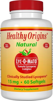 Healthy Origins, Lyc-O-Mato, Tomato Lycopene Complex, 15 mg, 60 Softgels ,المكملات الغذائية، مضادات الأكسدة، الليكوبين