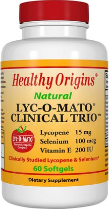 Healthy Origins, Natural, Lyc-O-Mato Clinical Trio, 60 Softgel ,المكملات الغذائية، مضادات الأكسدة، الليكوبين