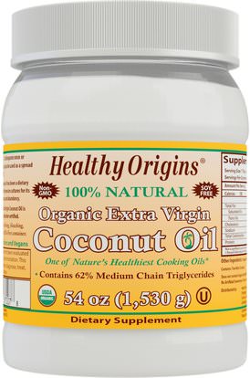 Healthy Origins, Organic Extra Virgin Coconut Oil, 54 oz (1,530 g) ,الغذاء، زيت جوز الهند، كيتو ودية