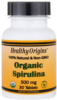 Healthy Origins, Organic Spirulina, 500 mg, 30 Tablets ,المكملات الغذائية، سبيرولينا