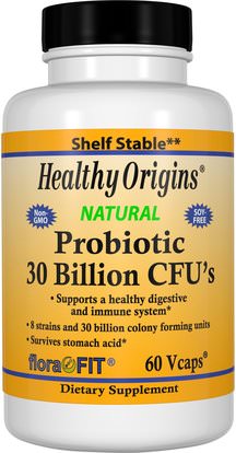 Healthy Origins, Probiotic, 30 Billion CFUs, 60 Vcaps ,المكملات الغذائية، البروبيوتيك، استقرت البروبيوتيك