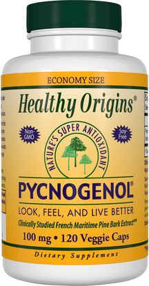 Healthy Origins, Pycnogenol, 100 mg, 120 Veggie Caps ,المكملات الغذائية، بيكنوغينول