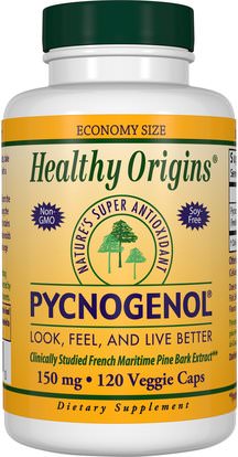 Healthy Origins, Pycnogenol, 150 mg, 120 Veggie Caps ,المكملات الغذائية، بيكنوغينول