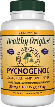 Healthy Origins, Pycnogenol, 30 mg, 180 Veggie Caps ,المكملات الغذائية، بيكنوغينول