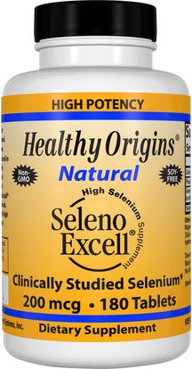 Healthy Origins, Seleno Excell, 200 mcg, 180 Tablets ,المكملات الغذائية، مضادات الأكسدة، السيلينيوم، سيلينوكسيل السيلينيوم