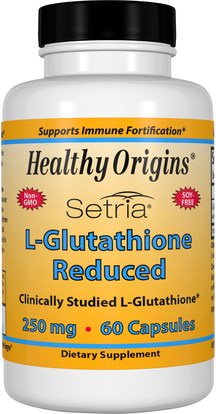 Healthy Origins, Setria, L-Glutathione Reduced, 250 mg, 60 Capsules ,المكملات الغذائية، ل الجلوتاثيون