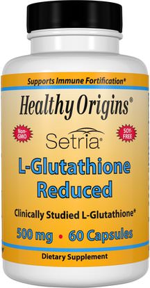 Healthy Origins, Setria, L-Glutathione Reduced, 500 mg, 60 Capsules ,المكملات الغذائية، ل الجلوتاثيون