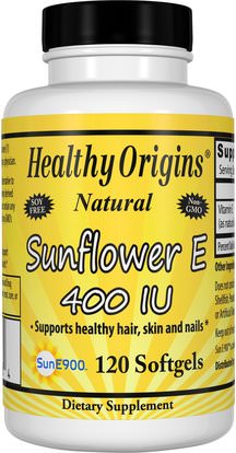 Healthy Origins, Sunflower E, 400 IU, 120 Softgels ,الفيتامينات، فيتامين e