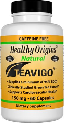 Healthy Origins, Teavigo, Caffeine Free, 150 mg, 60 Capsules ,المكملات الغذائية، مضادات الأكسدة، الشاي الأخضر، الأعشاب، إغغ
