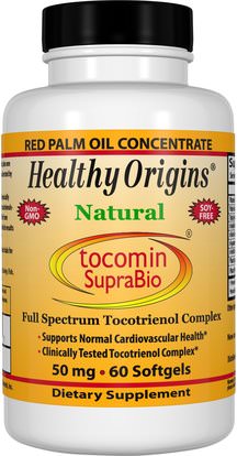 Healthy Origins, Tocomin SupraBio, 50 mg, 60 Softgels ,الفيتامينات، فيتامين e، فيتامين e توكوترينولز