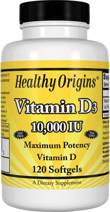 Healthy Origins, Vitamin D3, 10,000 IU, 120 Softgels ,الفيتامينات، فيتامين d3