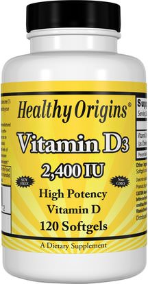 Healthy Origins, Vitamin D3, 2,400 IU, 120 Softgels ,الفيتامينات، فيتامين d3