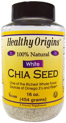 Healthy Origins, 100% Natural White Chia Seed, 16 oz (454 g) ,المكملات الغذائية، إيفا أوميجا 3 6 9 (إيبا دا)، بذور شيا