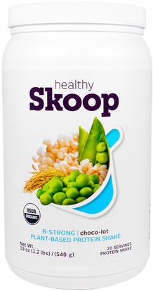 Healthy Skoop, B-Strong, Plant-Based Protein Shake, Chocolate, 19 oz (540 g) ,والمكملات الغذائية، والبروتين