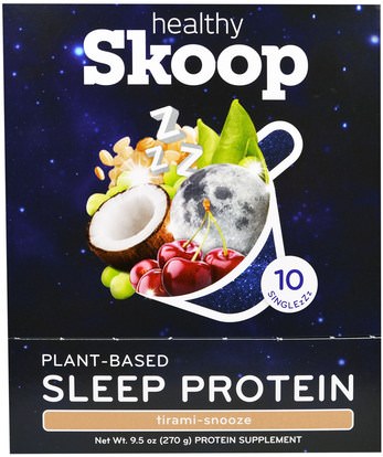 Healthy Skoop, Plant-Based Sleep Protein, Tirami-Snooze, 10 Packets, 0.95 oz (27 g) Each ,والمكملات الغذائية، والبروتين، والنوم