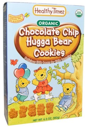 Healthy Times, Organic, Hugga Bear Cookies, Chocolate Chip, 6.5 oz (182 g) ,صحة الطفل، تغذية الطفل، والرضع الوجبات الخفيفة والأصابع، التسنين البسكويت الكوكيز، طفل وجبات خفيفة