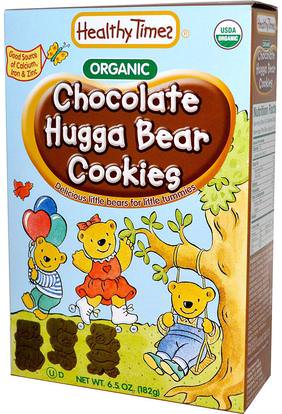Healthy Times, Organic Hugga Bear Cookies, Chocolate, 6.5 oz (182 g) ,صحة الطفل، تغذية الطفل، الطفل وجبات خفيفة والأصبع الأطعمة، التسنين البسكويت الكوكيز
