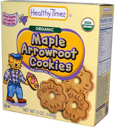 Healthy Times, Organic Arrowroot Cookies, Maple, 5 oz (140 g) ,صحة الطفل، تغذية الطفل، الطفل وجبات خفيفة والأصبع الأطعمة، التسنين البسكويت الكوكيز
