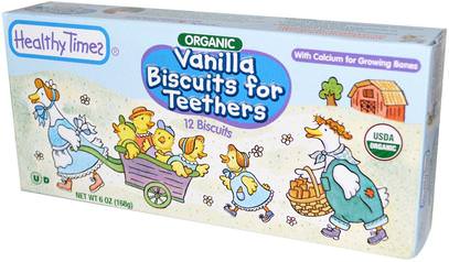 Healthy Times, Organic, Vanilla Biscuits for Teethers, 12 Biscuits, 6 oz (168 g) ,صحة الطفل، تغذية الطفل، وجبات خفيفة الطفل والأصبع الأطعمة، التسنين الطفل