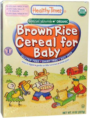 Healthy Times, Organic Cereal for Baby, Brown Rice, 8 oz (227 g) ,صحة الطفل، تغذية الطفل، حبوب الأطفال، أطفال الأطعمة