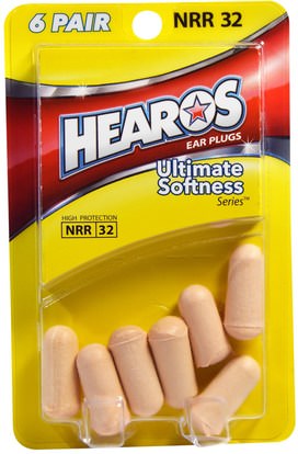Hearos, Ear Plugs, Ultimate Softness, 6 Pair ,الصحة، الأذن السمع وطنين الأذن المقابس