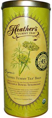 Heathers Tummy Care, Tummy Teas, Organic Fennel Tea Bags, Caffeine Free, 45 Tea Bags, 8.82 oz (250 g) ,الطعام، شاي الأعشاب، الشمر
