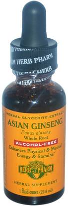 Herb Pharm, Asian Ginseng, Alcohol-Free, 1 fl oz (30 ml) ,الأعشاب، الجينسنغ الصينية، أدابتوغن