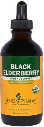Herb Pharm, Black Elderberry, 4 fl oz (120 ml) ,الصحة، الإنفلونزا الباردة والفيروسية، إلديربيري (سامبوكوس)