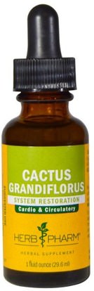 Herb Pharm, Cactus Grandiflorus, 1 fl oz (29.6 ml) ,الصحة، نسبة السكر في الدم، نوبال (شائك الصبار الكمثرى أوبونتيا)