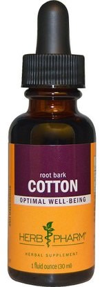 Herb Pharm, Cotton, Root Bark, 1 fl oz (30 ml) ,الأعشاب، جذر القطن