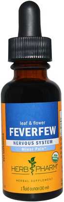 Herb Pharm, Feverfew, Leaf & Flower, Nervous System, 1 fl oz (30 ml) ,الأعشاب، حمى