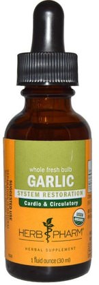Herb Pharm, Garlic, Whole Fresh Bulb, 1 fl oz (30 ml) ,المكملات الغذائية، المضادات الحيوية، الثوم