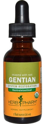 Herb Pharm, Gentian, Rhizome with Root, 1 fl oz (30 ml) ,الأعشاب، الجنطيان