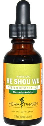 Herb Pharm, Ho Shou Wu, Whole Root, 1 fl oz (30 ml) ,حمام، الجمال، الشعر، فروة الرأس، فو تي (انه شو وو)