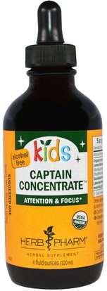 Herb Pharm, Kids Captain Concentrate, Alcohol Free, 4 fl oz (120 ml) ,صحة الأطفال، العلاجات العشبية للأطفال