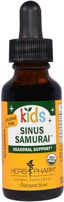 Herb Pharm, Kids Sinus Samurai, Alcohol Free, 1 fl oz (30 ml) ,صحة الأطفال، العلاجات العشبية للأطفال
